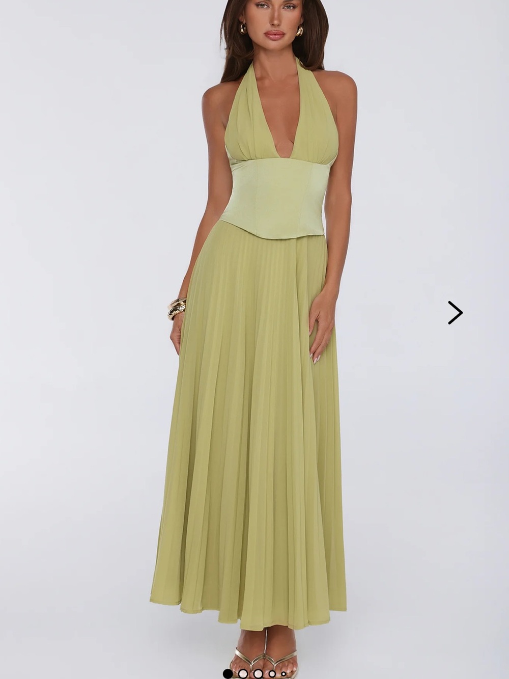Hello Molly The Secret Waltz Halter Maxi Dress Lime